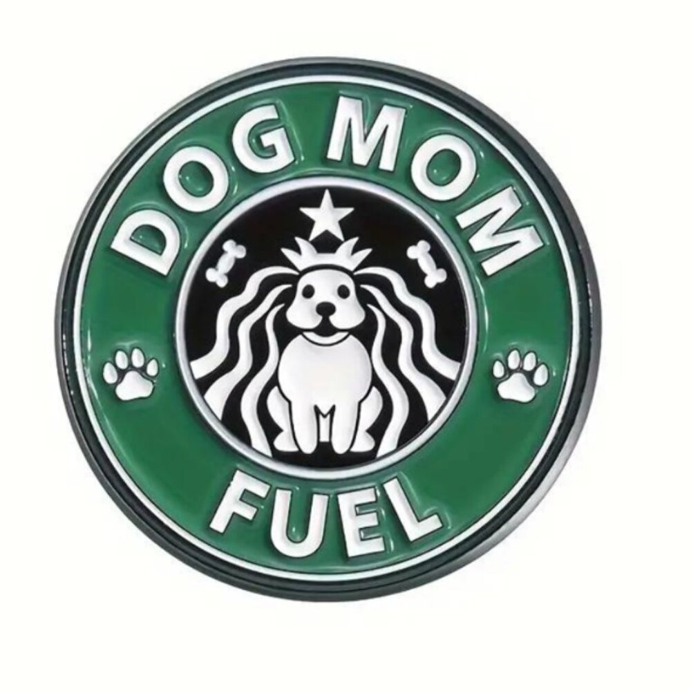 Dog Mom Fuel Enamel Pin - Cute Coffee Parody Pin for Dog Lovers